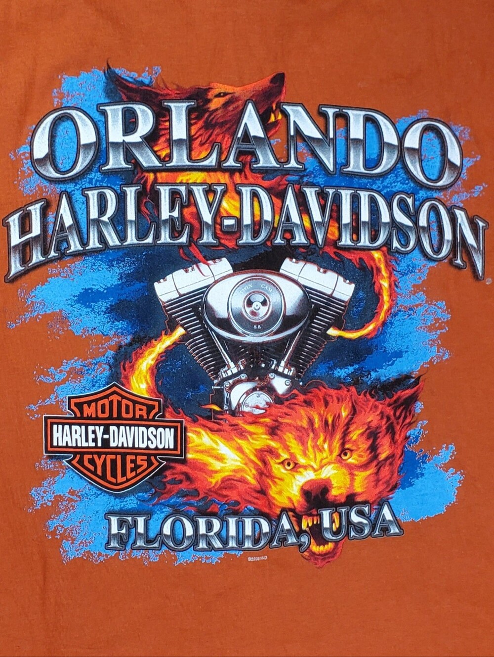 Harley Davidson Adult Orlando FL Double Sided Graphic T Shirt - Size XXL - NWT